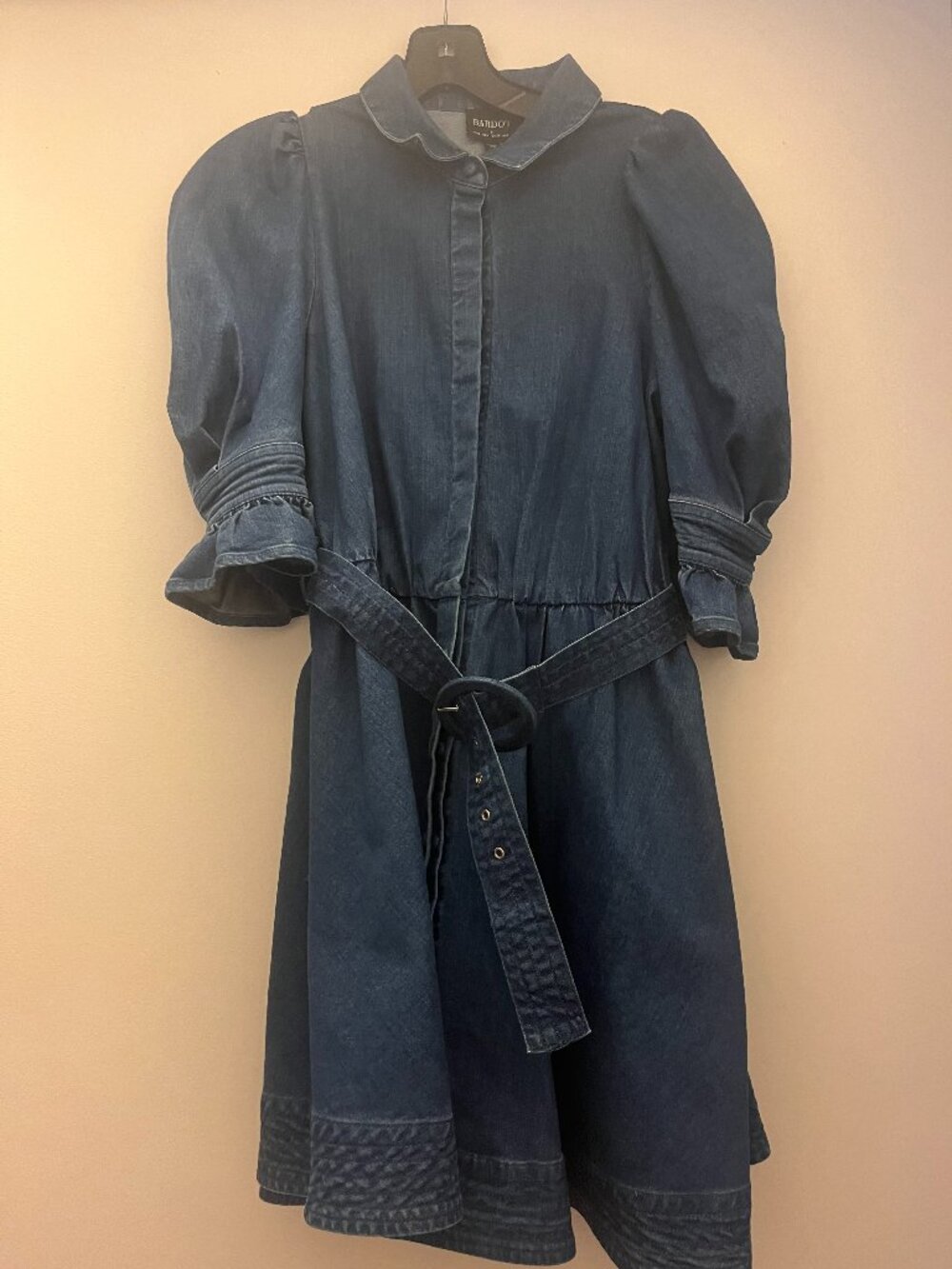 Bardot Puff Sleeve Denim Dress - Size S - Excellent Condition
